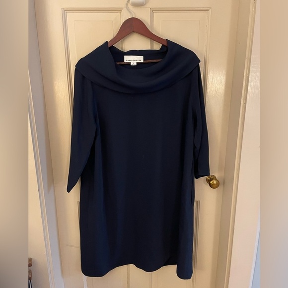 Caroline Rose Midi Shift Dress in Matte Crepe - Picture 3 of 7